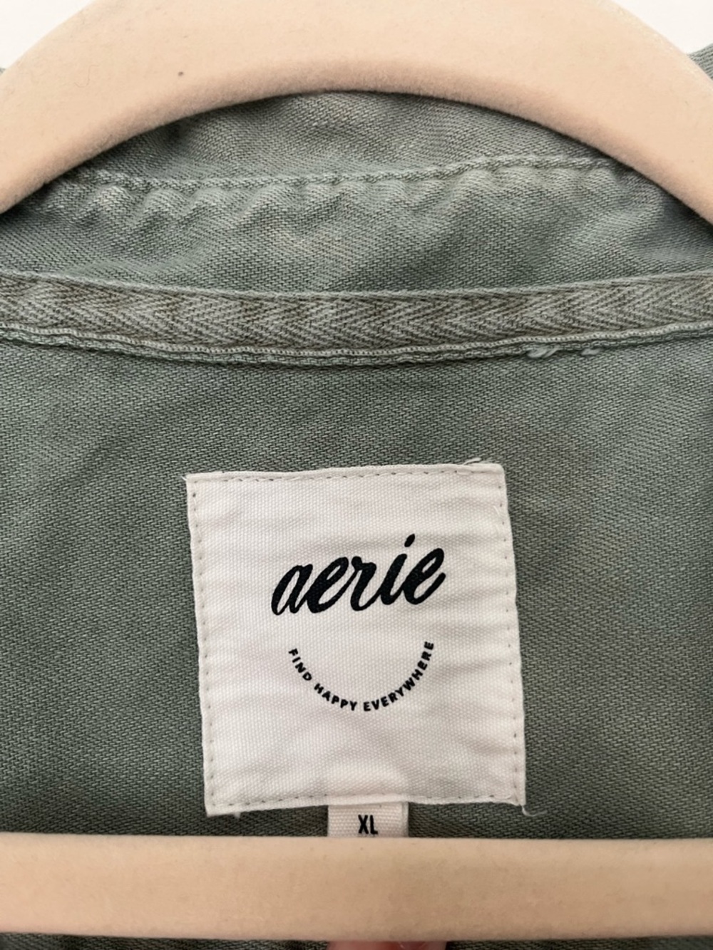 aerie Washed Olive Utility Button-Up - Picture 4 of 5